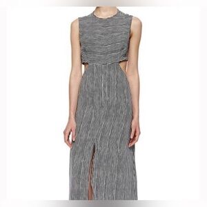 A.L.C. Black and White Striped Maxi Dress